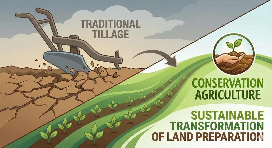 Sustainable transformation of land preparation illustration